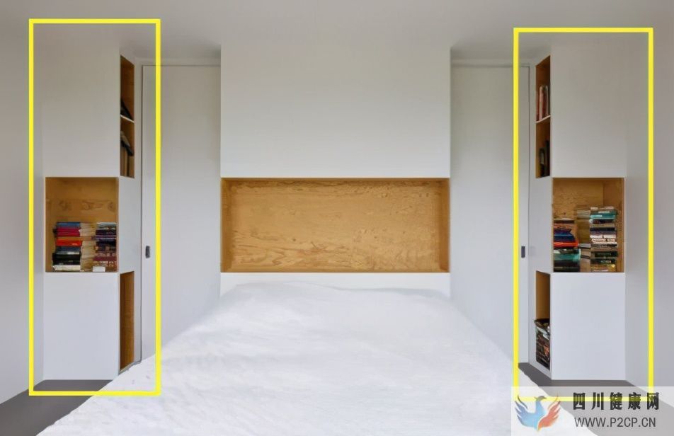 床头柜有什么用？不如床头两侧打到顶的柜子，收纳空间堪比储藏室(图1)
